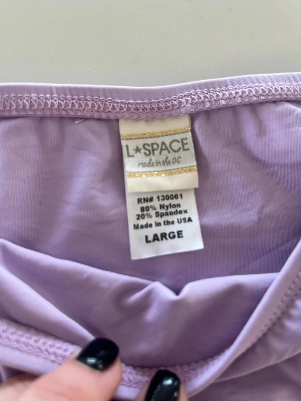 L*Space Lavender Lilac Taboo Side Loop Bikini Bottom Size Large EUC
